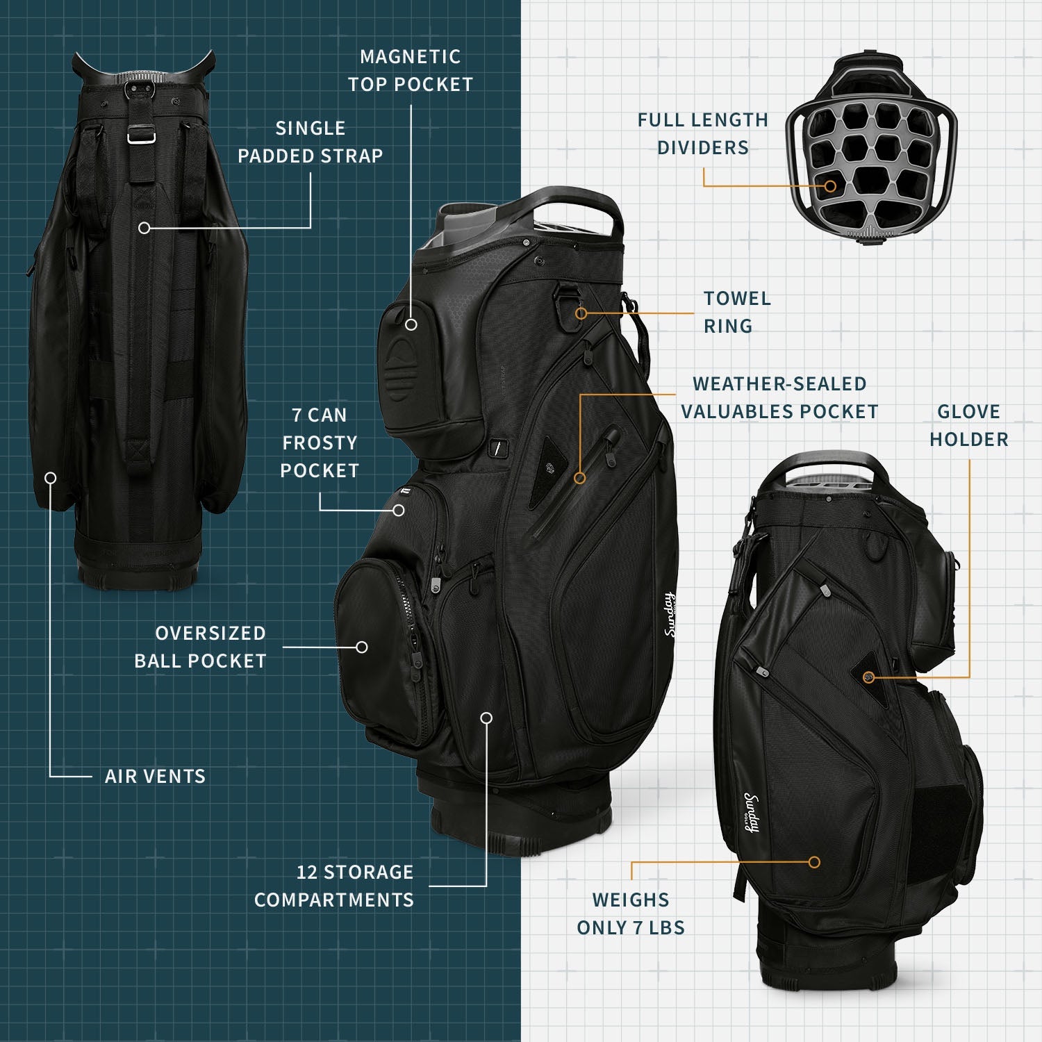 The Big Rig | Matte Black Cart Bag