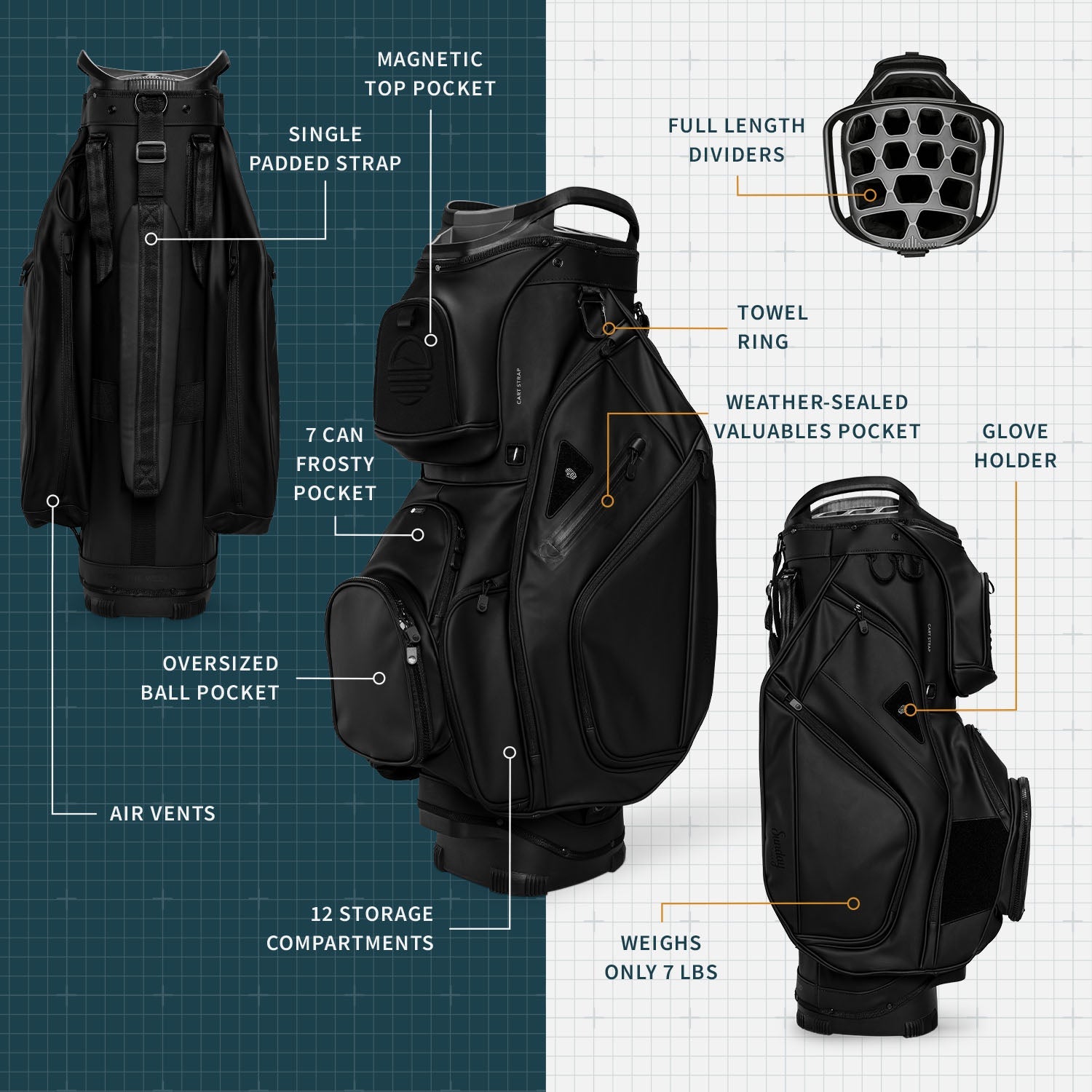 The Big Rig S-Class |  Black Vegan Leather Cart Bag