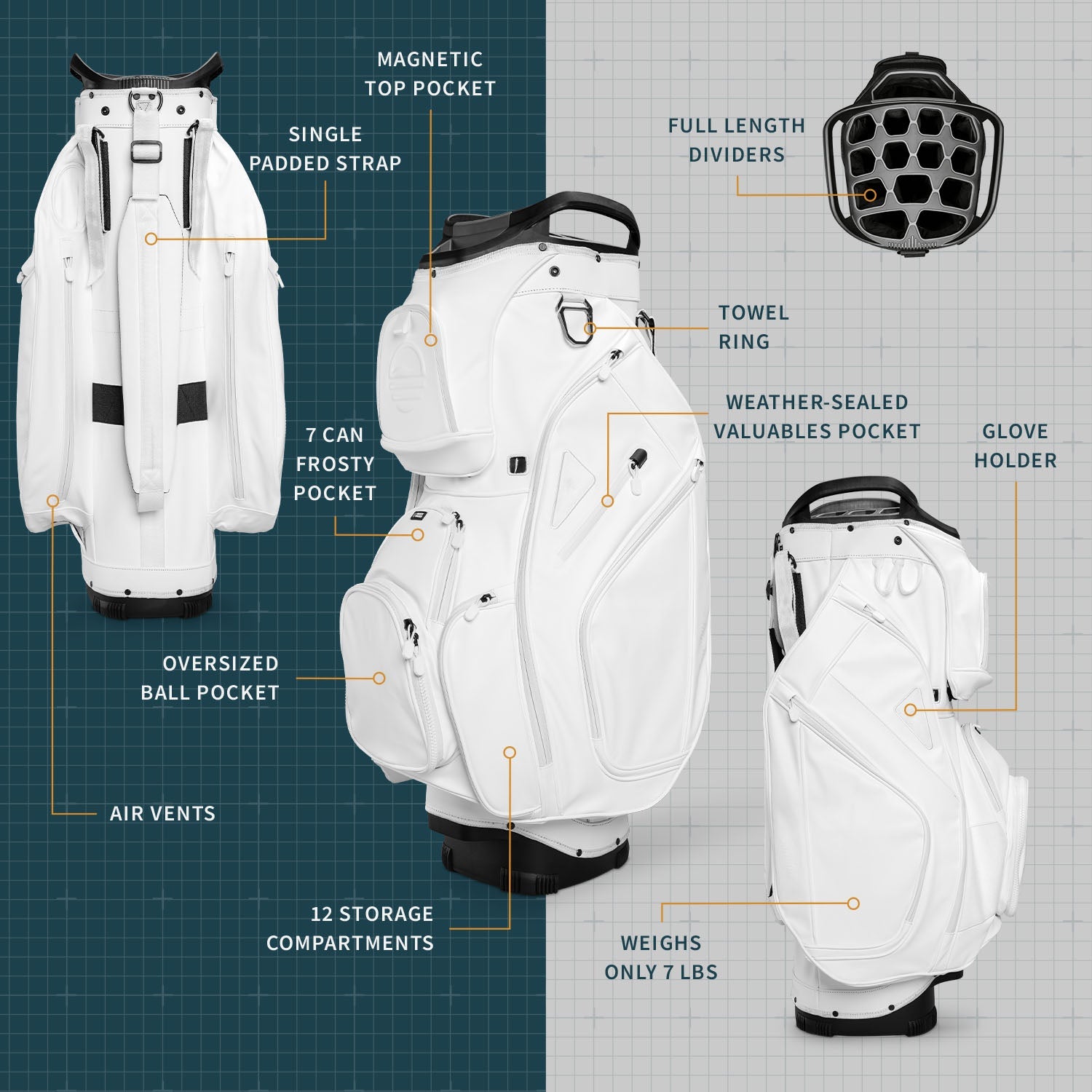The Big Rig S-Class |  White Vegan Leather Cart Bag