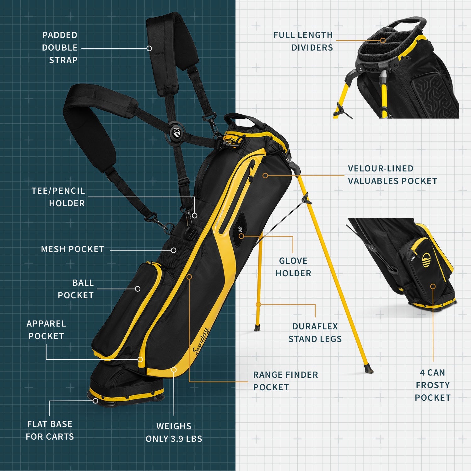 El Camino | Black & Yellow Mid Size Stand Bag