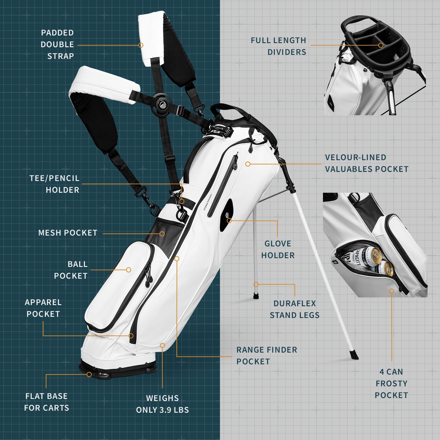 El Camino S-Class | White Vegan Leather Mid Size Stand Bag
