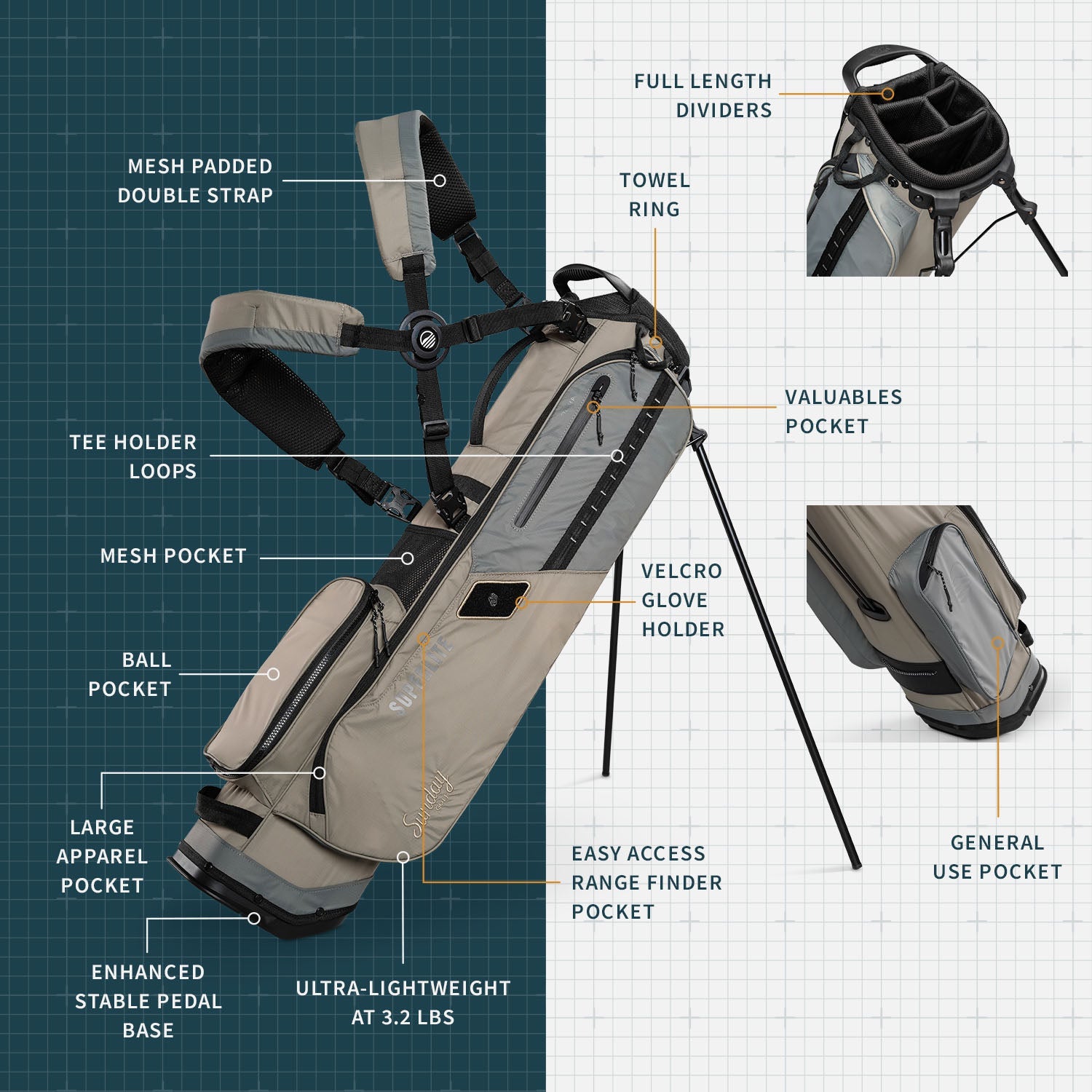 El Camino Superlite | Tan-Black Mid Size Stand Bag