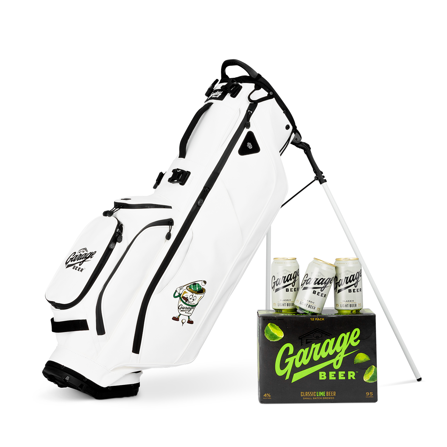 Ryder S-Class x Garage Beer | White Vegan Leather Full Size Stand Bag