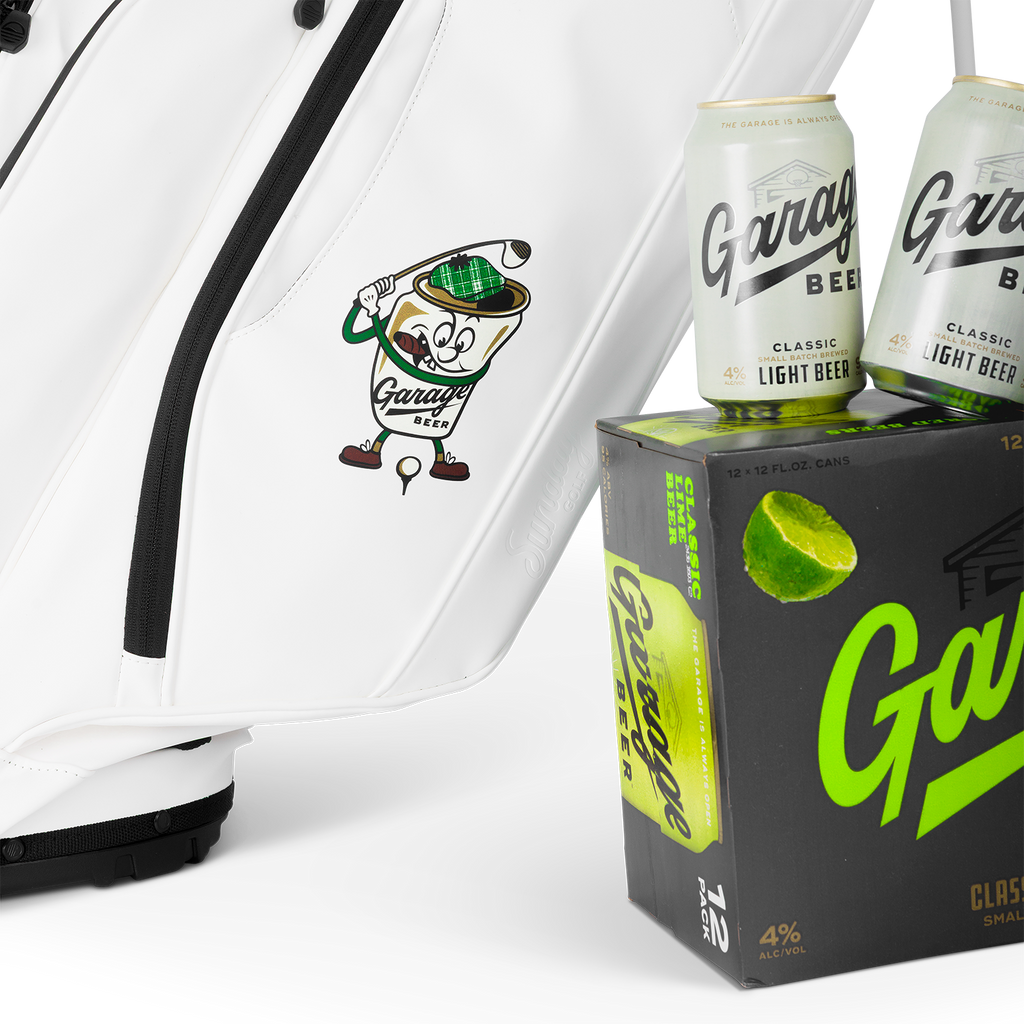 Ryder S-Class x Garage Beer | White Vegan Leather Full Size Stand Bag