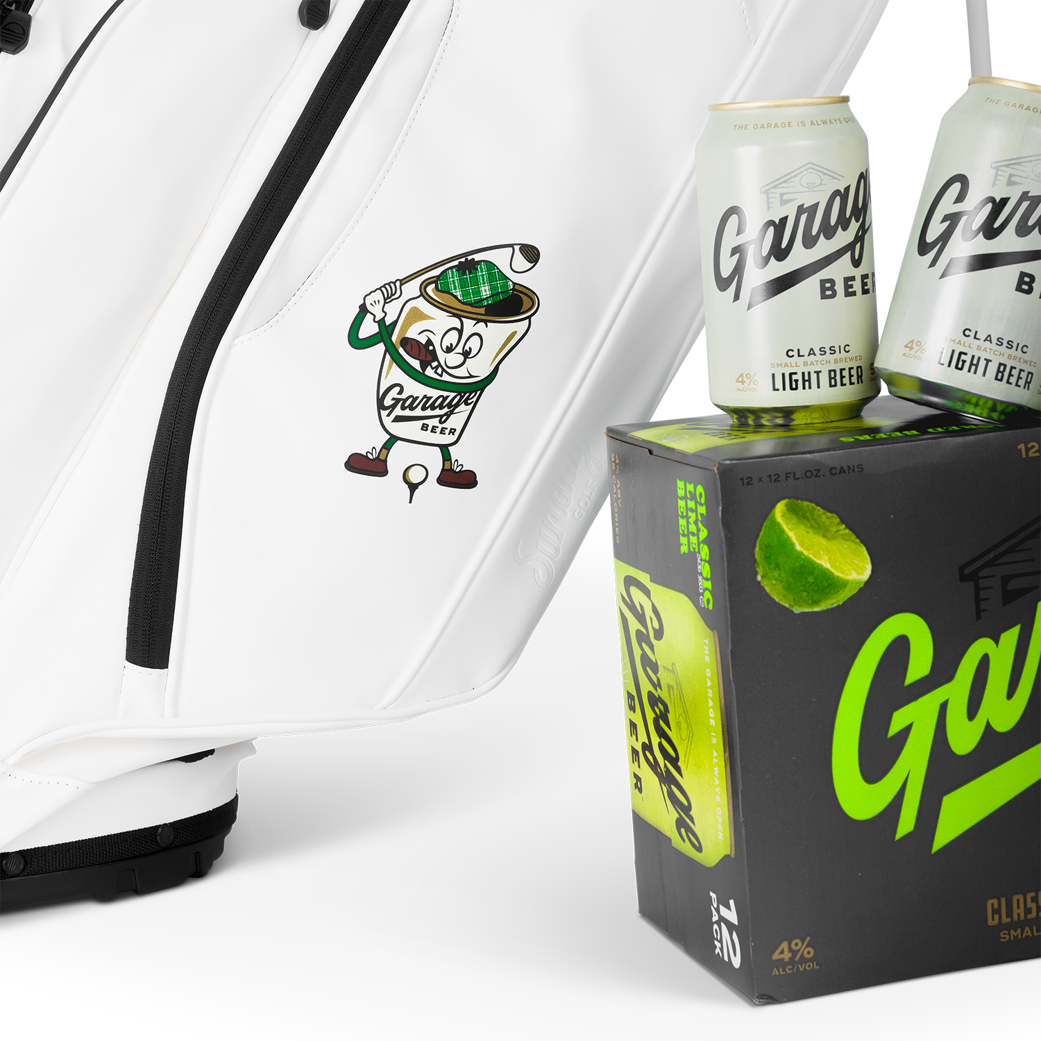 Ryder S-Class x Garage Beer | White Vegan Leather Full Size Stand Bag