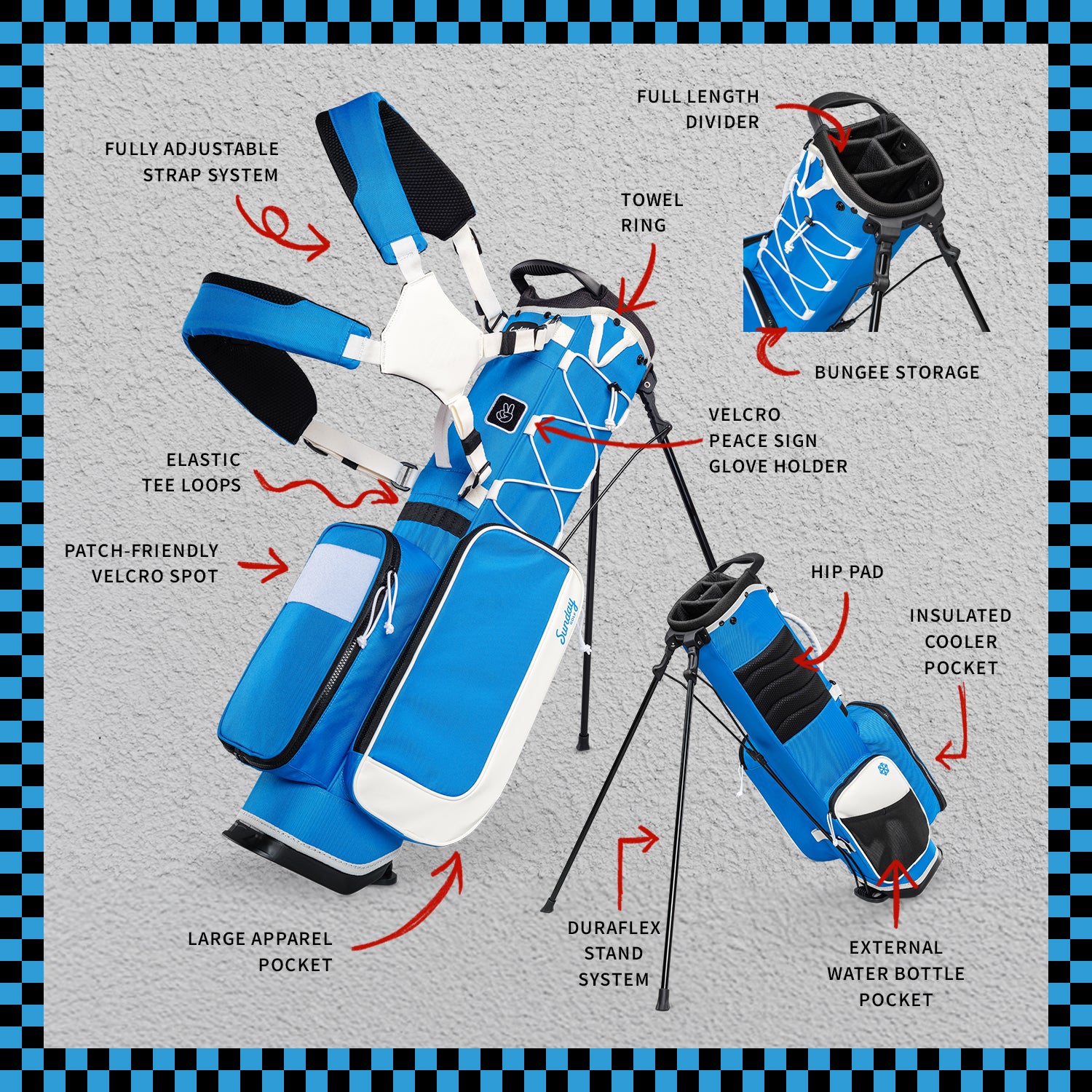 Recess Kids Golf Bag | Blue/White