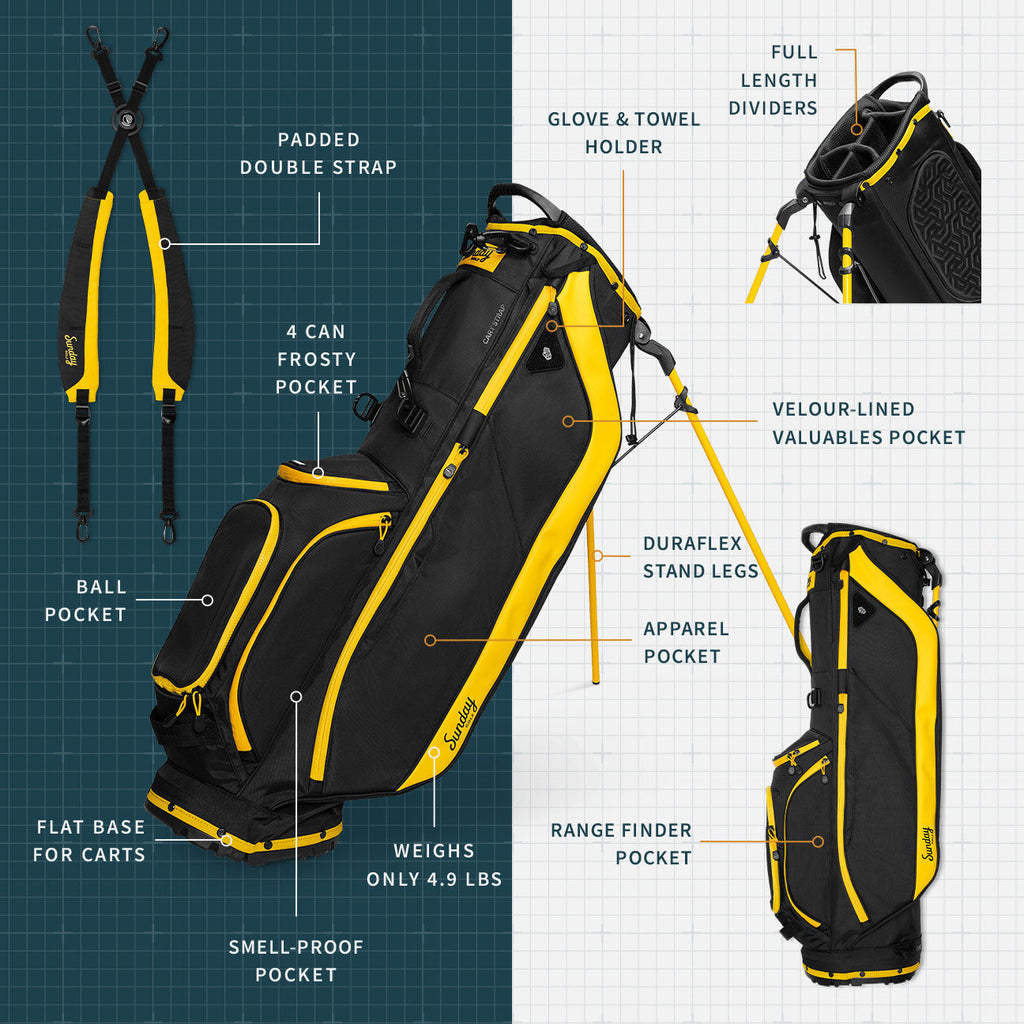 Ryder | Black & Yellow Full Size Stand Bag