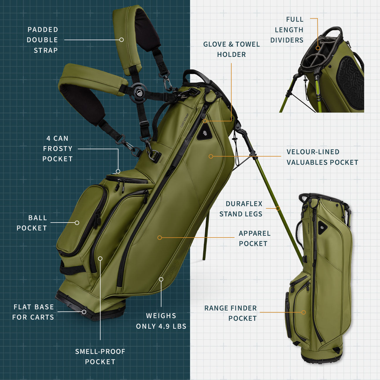 Ryder S-Class | Olive Vegan Leather Full Size Stand Bag