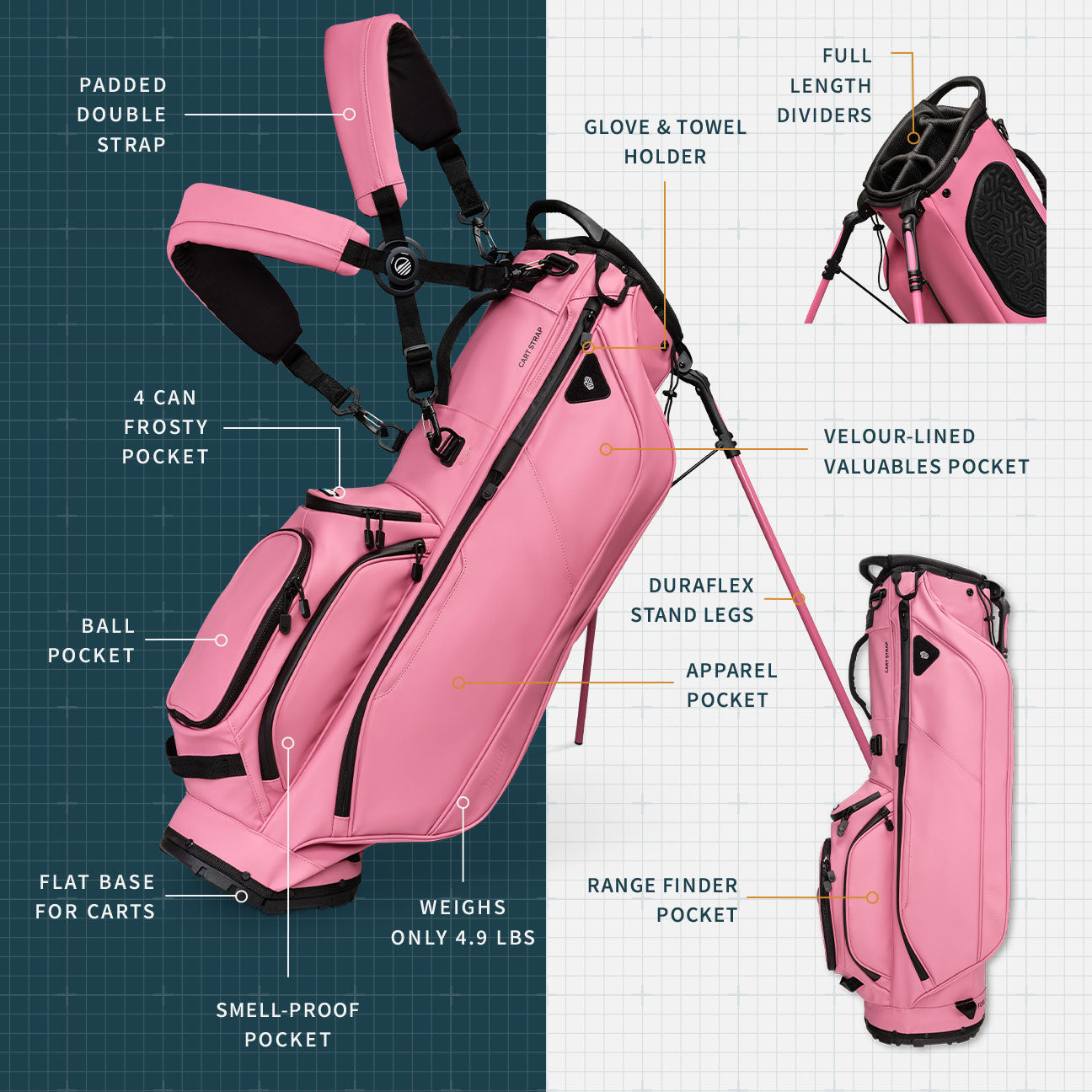 Ryder S-Class | Dusty Pink Vegan Leather Full Size Stand Bag