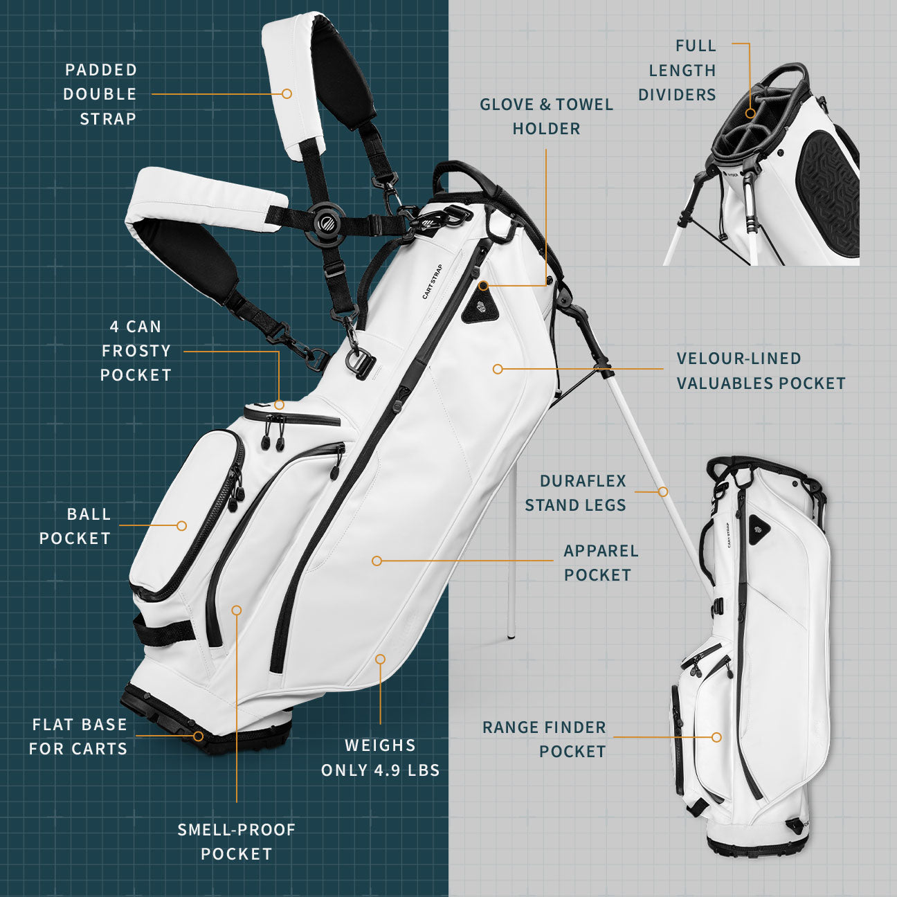 Ryder S-Class | White Vegan Leather Full Size Stand Bag